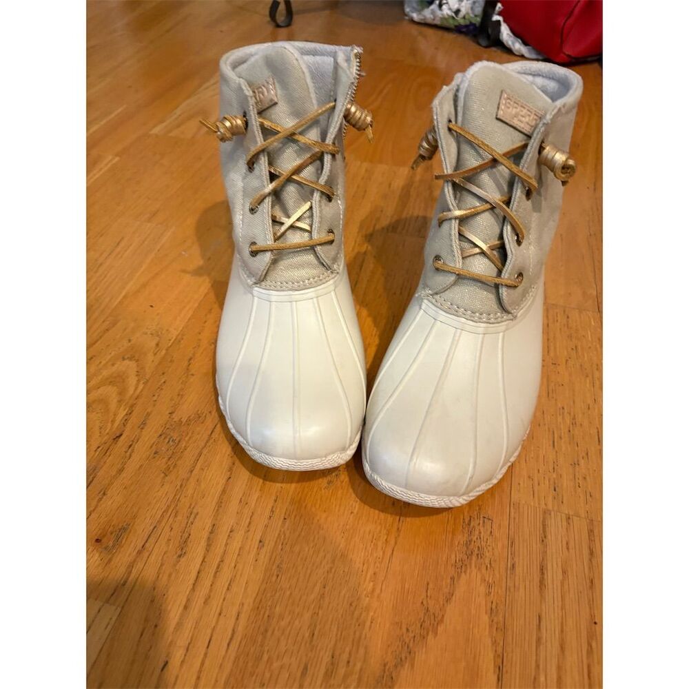 Sperry Women's Ankle Snow Boots Size 10 Ivory Metallic Winter Casual - Picture 2 of 13